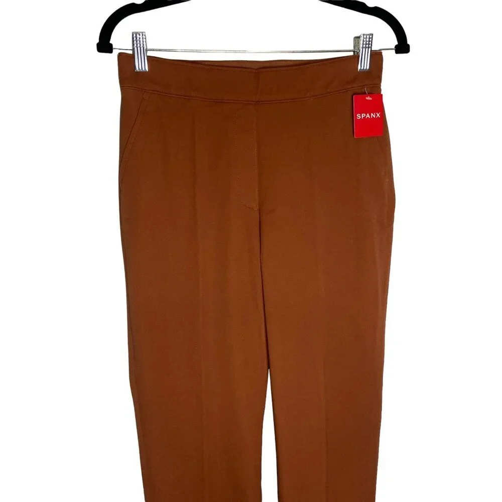 NWT SPANX Womens On The Go Ankle Slim Straight Pants Bronze Glow-sz Medium - Picture 7 of 10